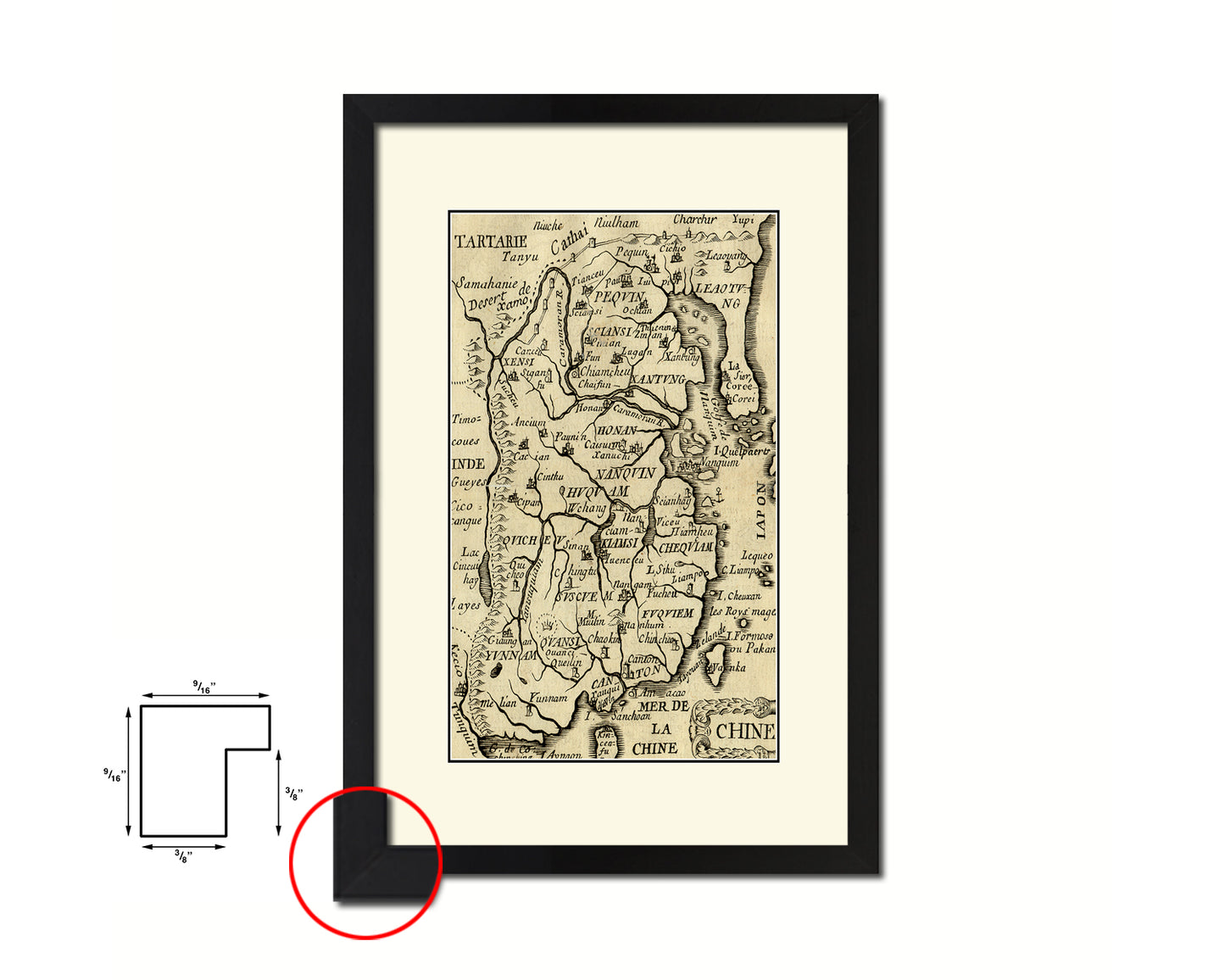 China Old Map Wood Framed Print Art Wall Decor Gifts