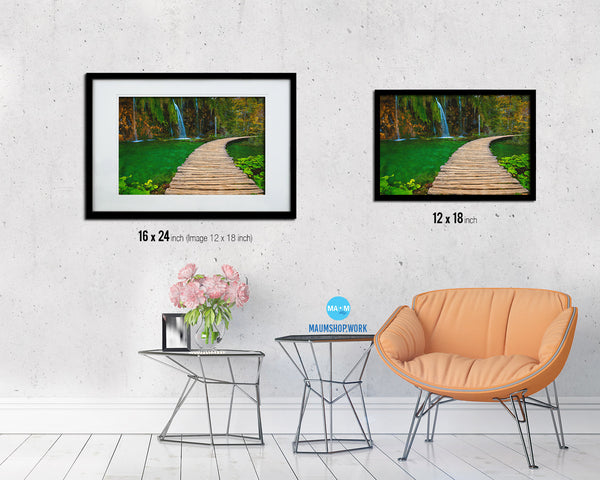 Wooden Path View in the Plitvice Lakes National Park Croatia Europe Landscape Painting Print Art