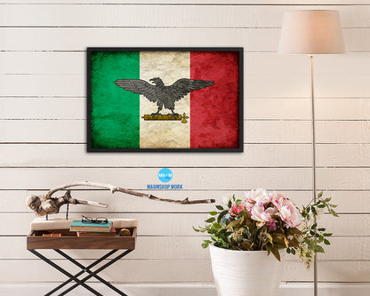 Italy War Eagle Italian Military Vintage Military Flag Framed Print Sign Decor Wall Art Gifts