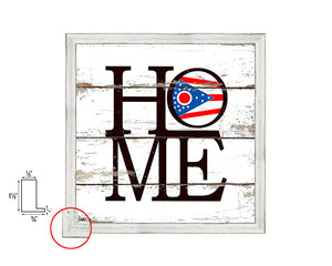 Ohio State Flag Shabby Chic Home Decor White Wash Wood Frame Wall Art Prints Gift