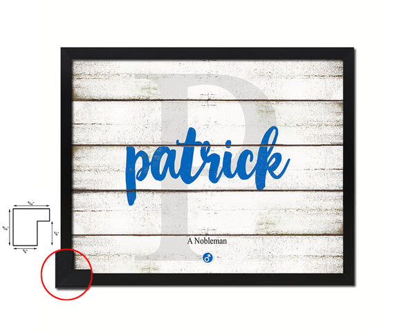 Patrick Personalized Biblical Name Plate Art Framed Print Kids Baby Room Wall Decor Gifts