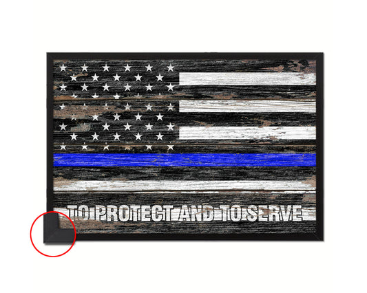 Thin Blue Line Honoring Law Enforcement, To protect & to serve Wood Rustic Flag Art