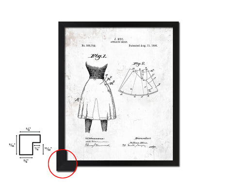 Athletic Skirt Dancer Vintage Patent Artwork Black Frame Print Wall Art Decor Gifts