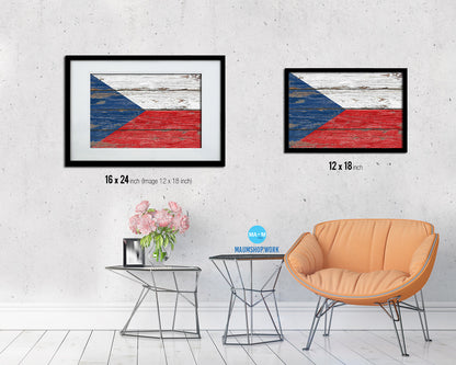 Czech Republic Country Wood Rustic National Flag Wood Framed Print Wall Art Decor Gifts