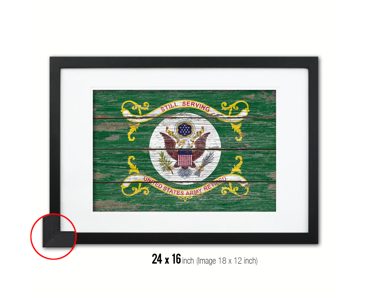 US Army Retired Wood Rustic Flag Wood Framed Print Wall Art Decor Gifts