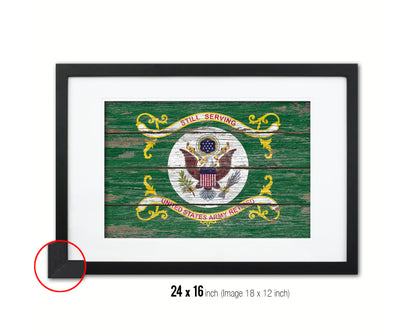 US Army Retired Wood Rustic Flag Wood Framed Print Wall Art Decor Gifts