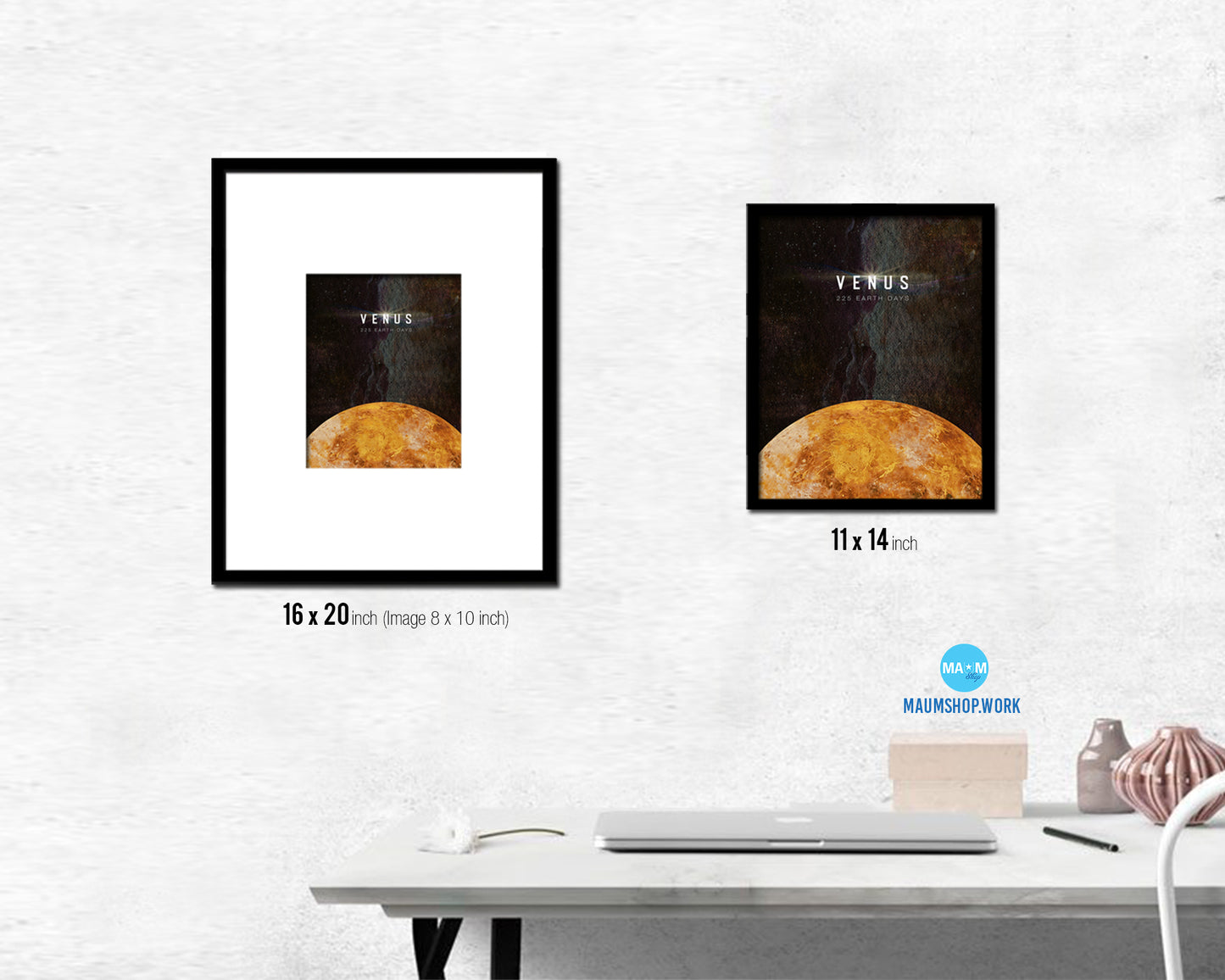 Venus Planet Prints Length of Year Watercolor Solar System Framed Print Home Decor Wall Art Gifts