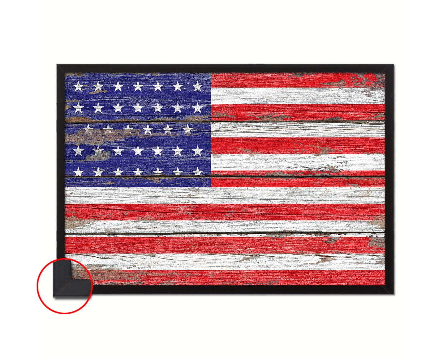 34 Stars Wood Rustic Flag Wood Framed Print Wall Art Decor Gifts