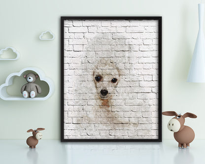 Poodles Dog Puppy Portrait Framed Print Pet Watercolor Wall Decor Art Gifts