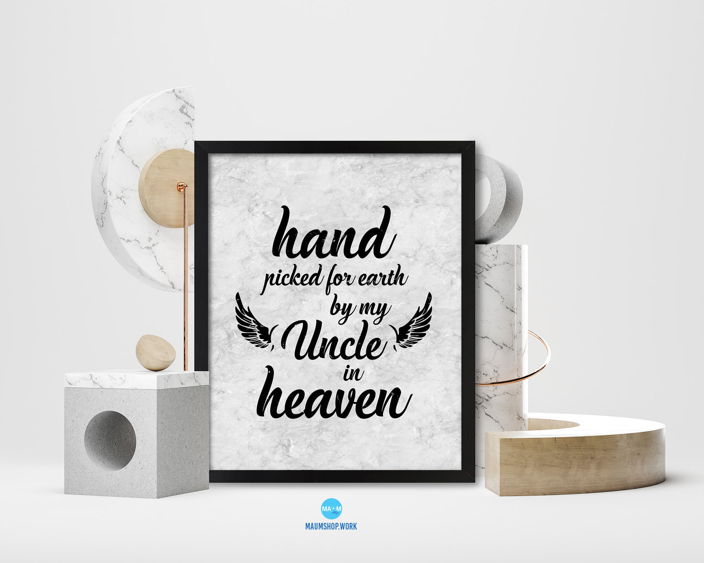 Hand picked for earth by our uncle in heaven Nursery Quote Framed Print Wall Art Decor Gifts