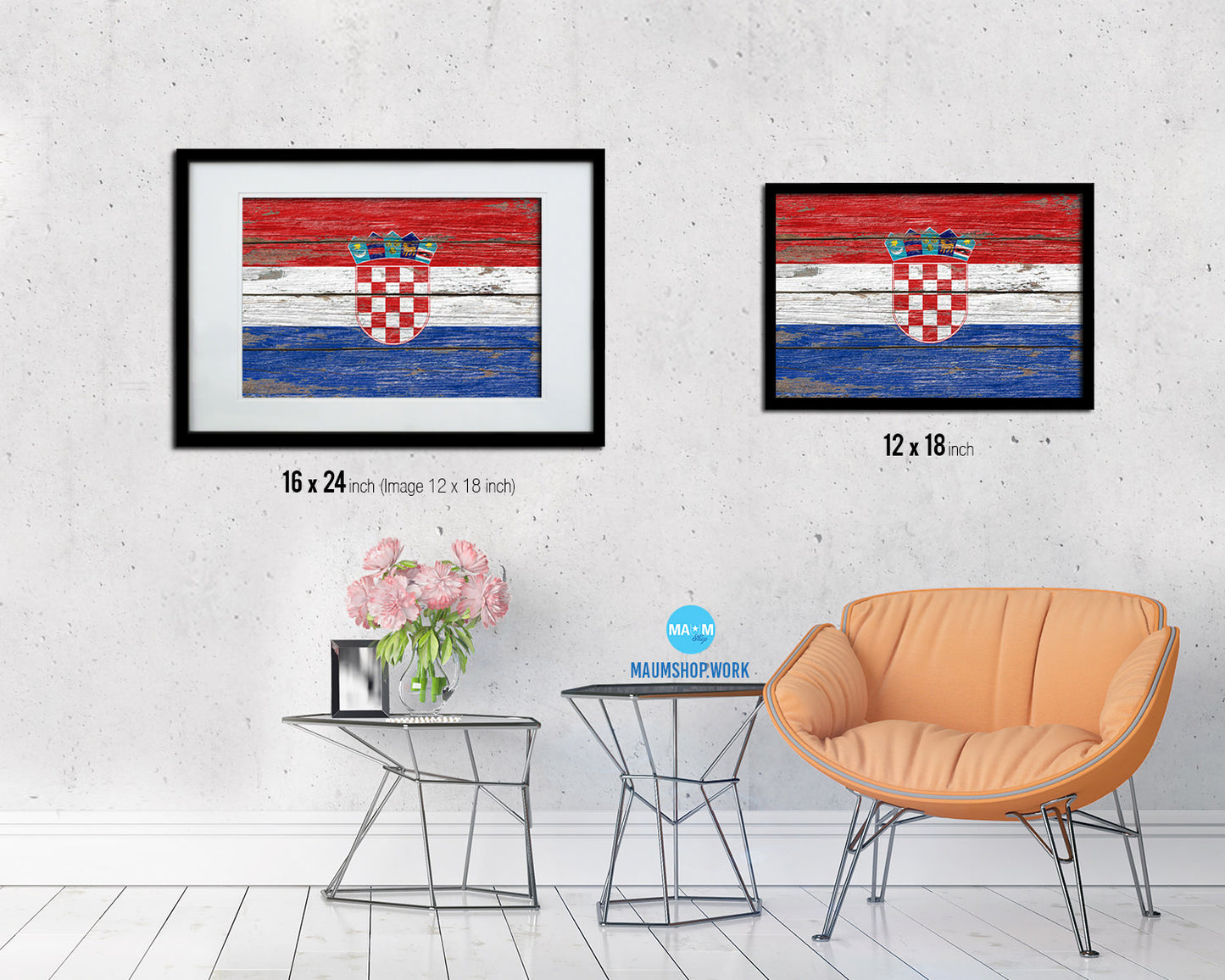 Croatia Country Wood Rustic National Flag Wood Framed Print Wall Art Decor Gifts