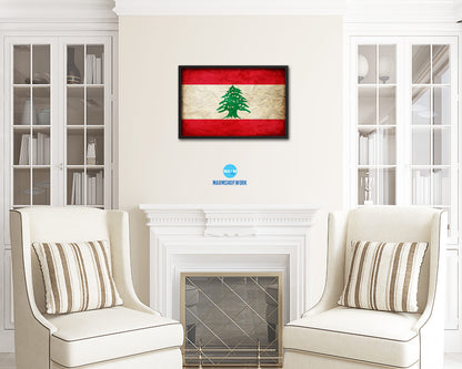 Lebanon Country Vintage Flag Wood Framed Print Wall Art Decor Gifts