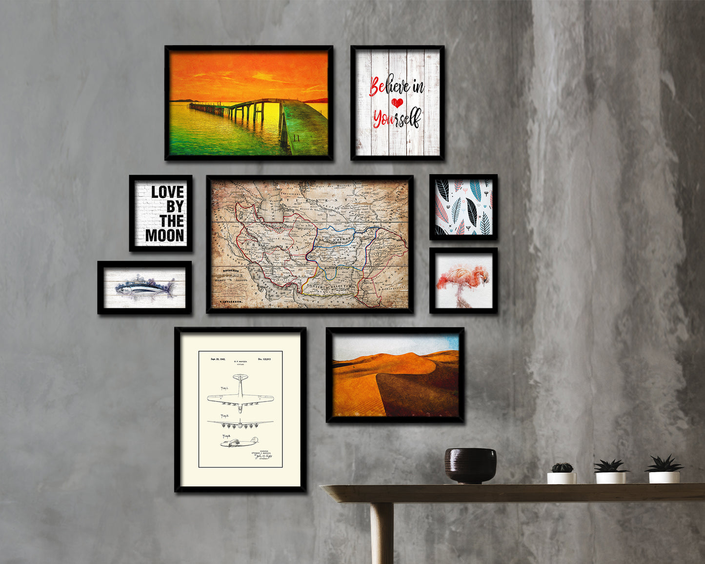 Persia Middle East Iraq Iran Antique Map Framed Print Art Wall Decor Gifts