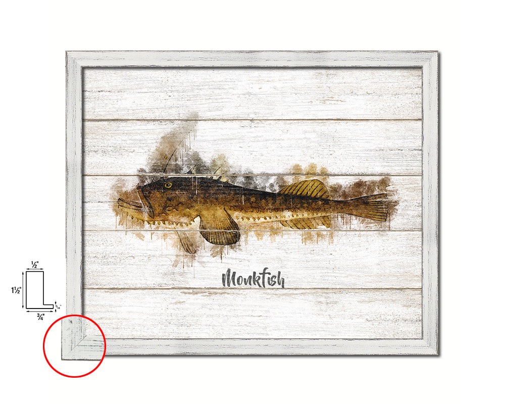 Monkfish Fish Framed Prints Modern Restaurant Sushi Bar Watercolor Wall Art Decor