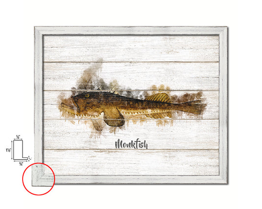 Monkfish Fish Framed Prints Modern Restaurant Sushi Bar Watercolor Wall Art Decor