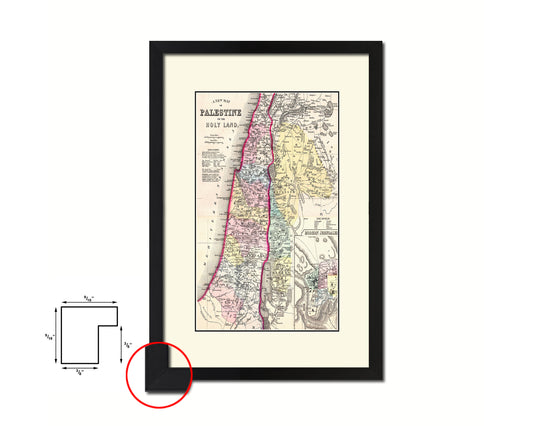 Palestine Israel Jerusalem Old Map Wood Framed Print Art Wall Decor Gifts