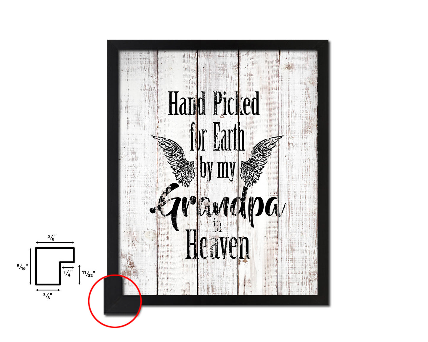 Hand picked for earth by our grandpa in heaven Quote Framed Print Wall Art Decor Gifts