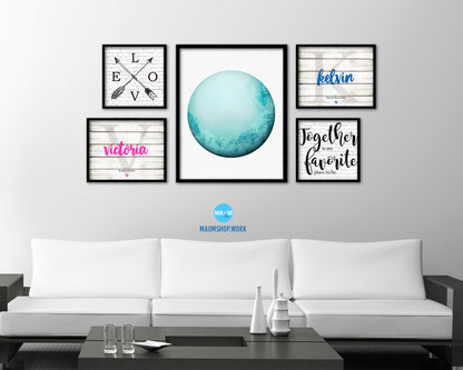 Uranus Planet Prints Watercolor Solar System Wood Framed Paper Print Wall Art Decor Gifts