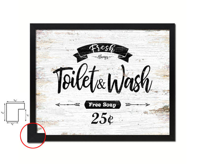 Fresh Toilet & Wash Vintage Sign Fine Art Paper Prints Wood Frame Wall Art Decor Gifts