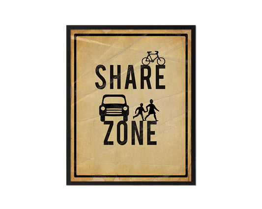 Share Zone Notice Danger Sign Framed Print Home Decor Wall Art Gifts
