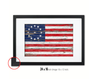 Cowpens US Historical Revolutionary War Wood Rustic Flag Framed Print Art