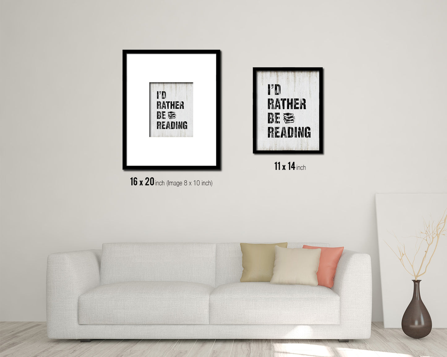 I'd rather be reading Quote Wood Framed Print Wall Decor Art