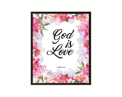 God is love, 1 John 4:8 Quote Wood Framed Print Home Decor Wall Art Gifts