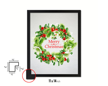 Christmas Wreath Holiday Season Gifts Wood Framed Print Home Decor Wall Art