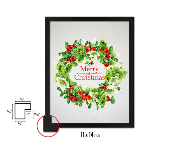 Christmas Wreath Holiday Season Gifts Wood Framed Print Home Decor Wall Art