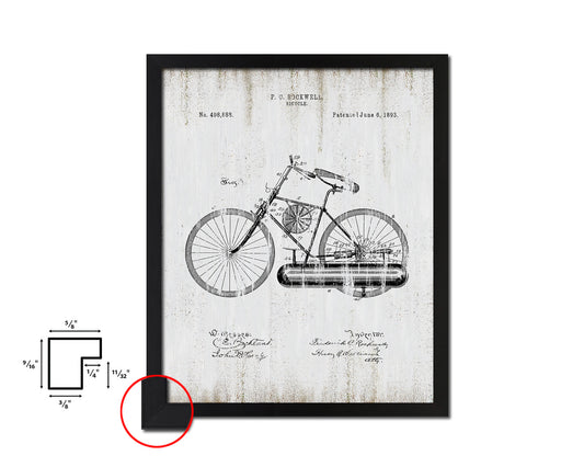 Vehicle Bicycle Vintage Patent Artwork Black Frame Print Wall Art Decor Gifts