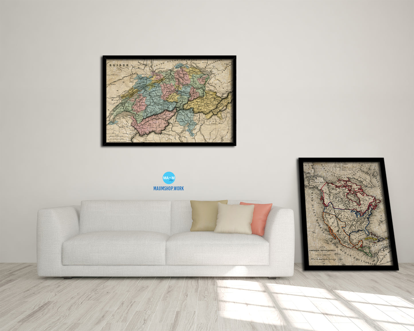 Switzerland 1860 Historical Map Framed Print Art Wall Decor Gifts