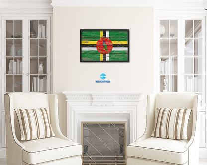 Dominica Country Wood Rustic National Flag Wood Framed Print Wall Art Decor Gifts