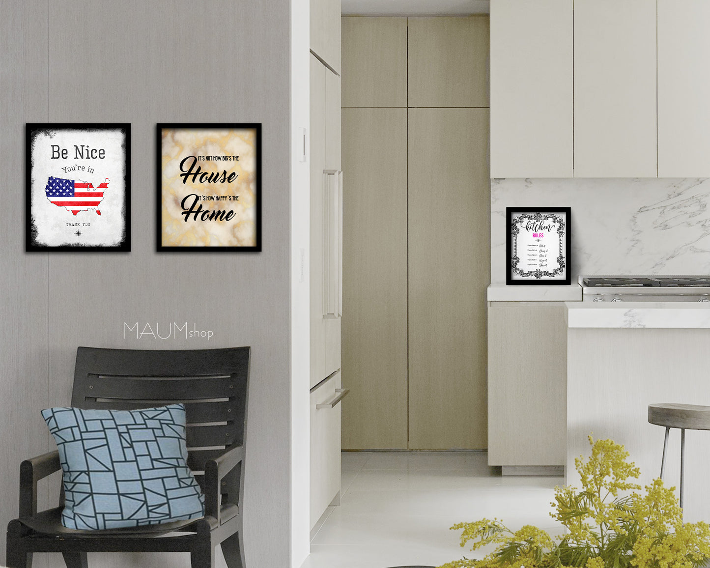 It's not how big's the house It's how happy's the home Quote Framed Print Wall Decor Art Gifts