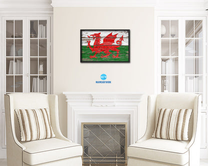 Wales Country Wood Rustic National Flag Wood Framed Print Wall Art Decor Gifts