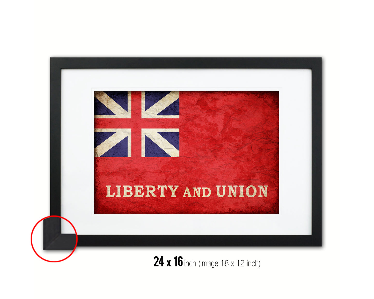Liberty and Union Vintage Military Flag Framed Print Sign Decor Wall Art Gifts