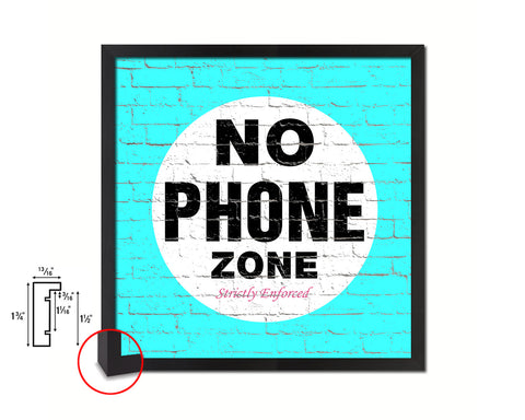 No Phone Zone Shabby Chic Sign Wood Framed Art Paper Print Wall Decor Gifts
