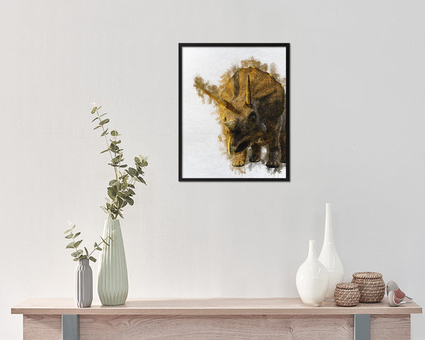Triceratops Animal Painting Print Framed Art Home Wall Decor Gifts