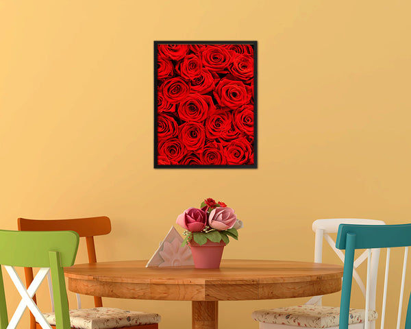 Roses Red Flower Wood Framed Paper Print Wall Decor Art Gifts