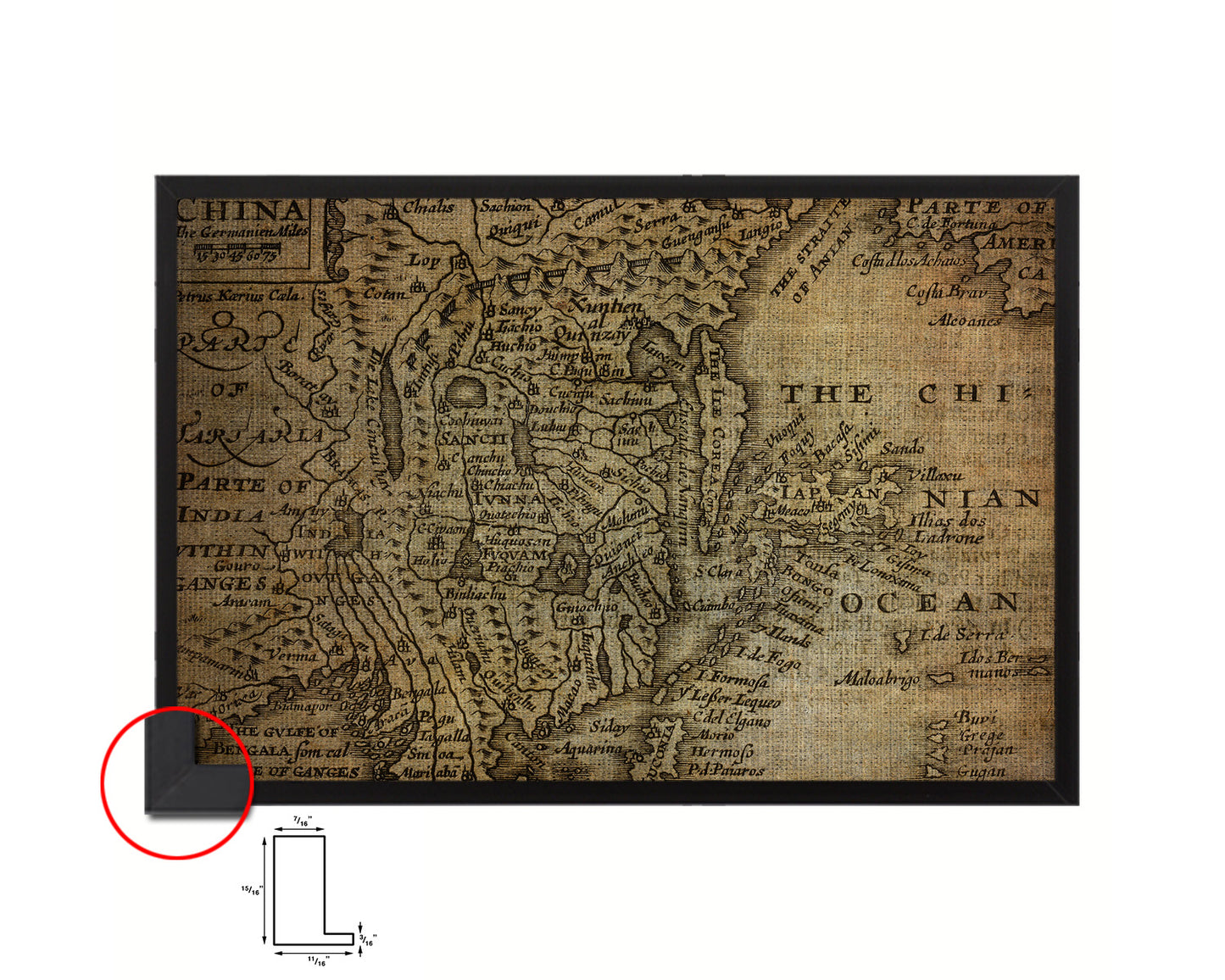 China Japan Korea John Speed 1675 Vintage Map Framed Print Art Wall Decor Gifts