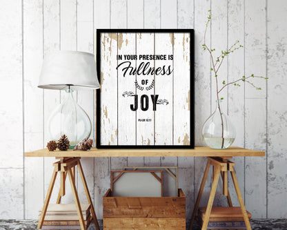 In your presence is fullness of joy Quote Framed Print Home Decor Wall Art Gifts
