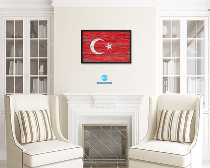 Turkey Country Wood Rustic National Flag Wood Framed Print Wall Art Decor Gifts
