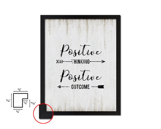 Positive thinking positive outcome Quote Wood Framed Print Wall Decor Art