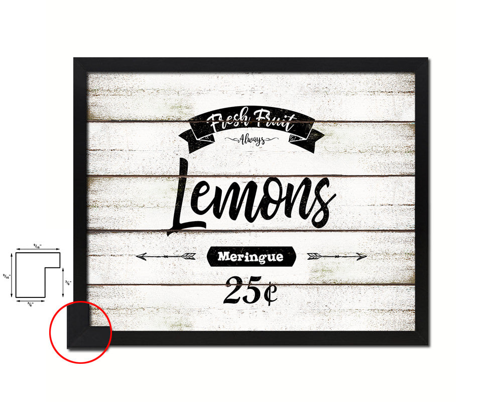 Fresh Fruit Lemons Vintage Sign Fine Art Paper Prints Wood Frame Wall Art Decor Gifts