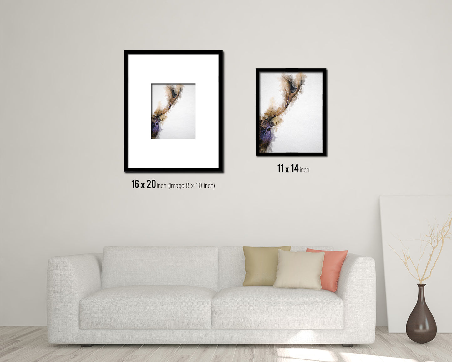 Horn Deer Animal Painting Print Framed Art Home Wall Decor Gifts