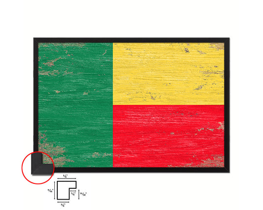 Benin Shabby Chic Country Flag Wood Framed Print Wall Art Decor Gifts