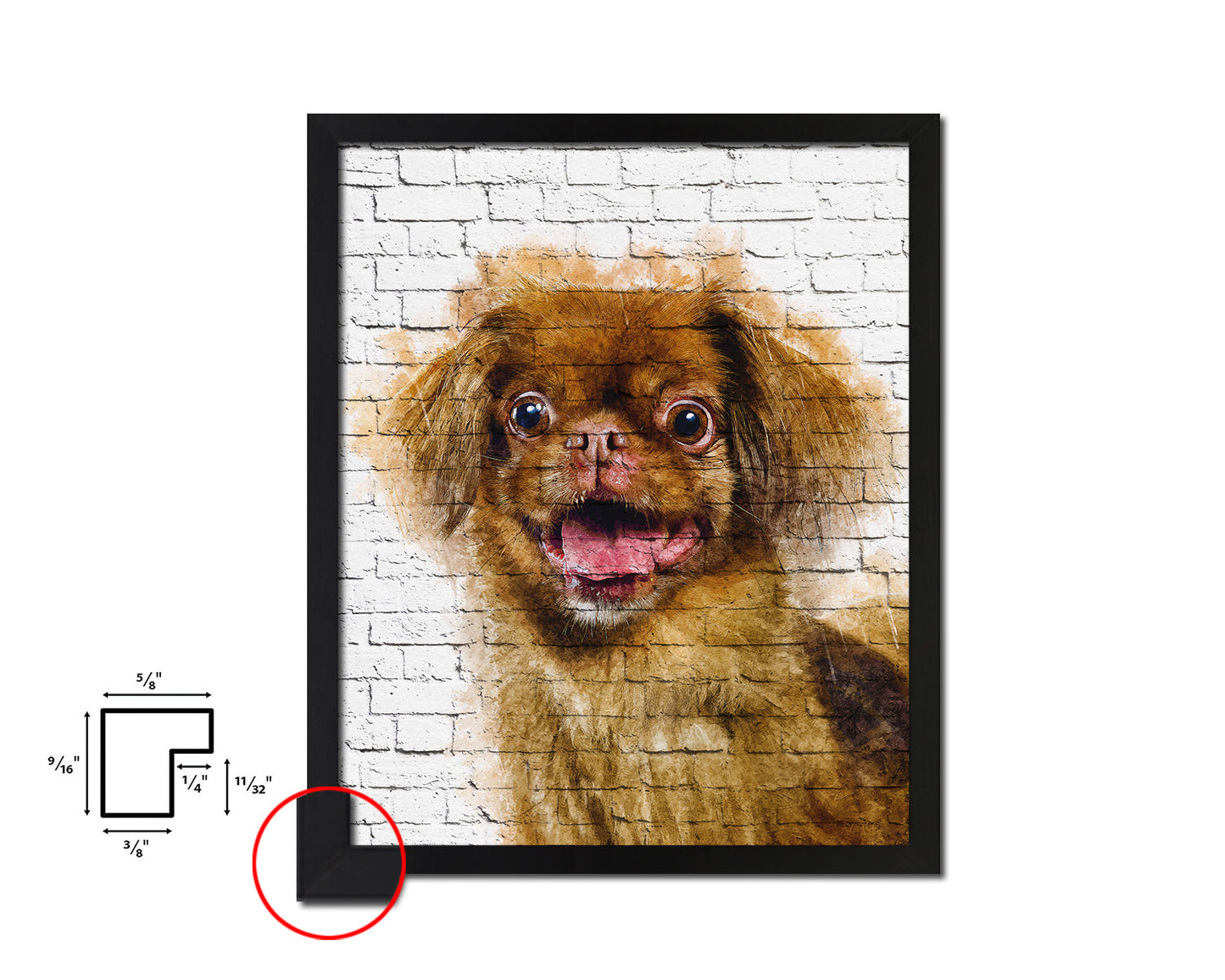 Pekingese Dog Puppy Portrait Framed Print Pet Watercolor Wall Decor Art Gifts