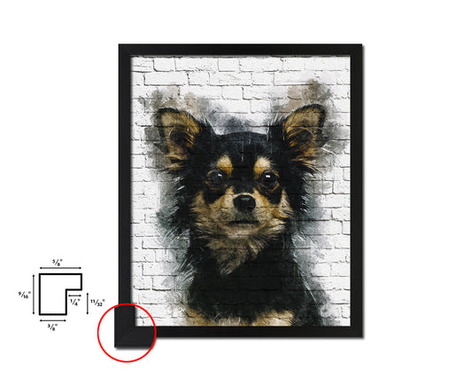 Chihuahua Dog Puppy Portrait Framed Print Pet Watercolor Wall Decor Art Gifts