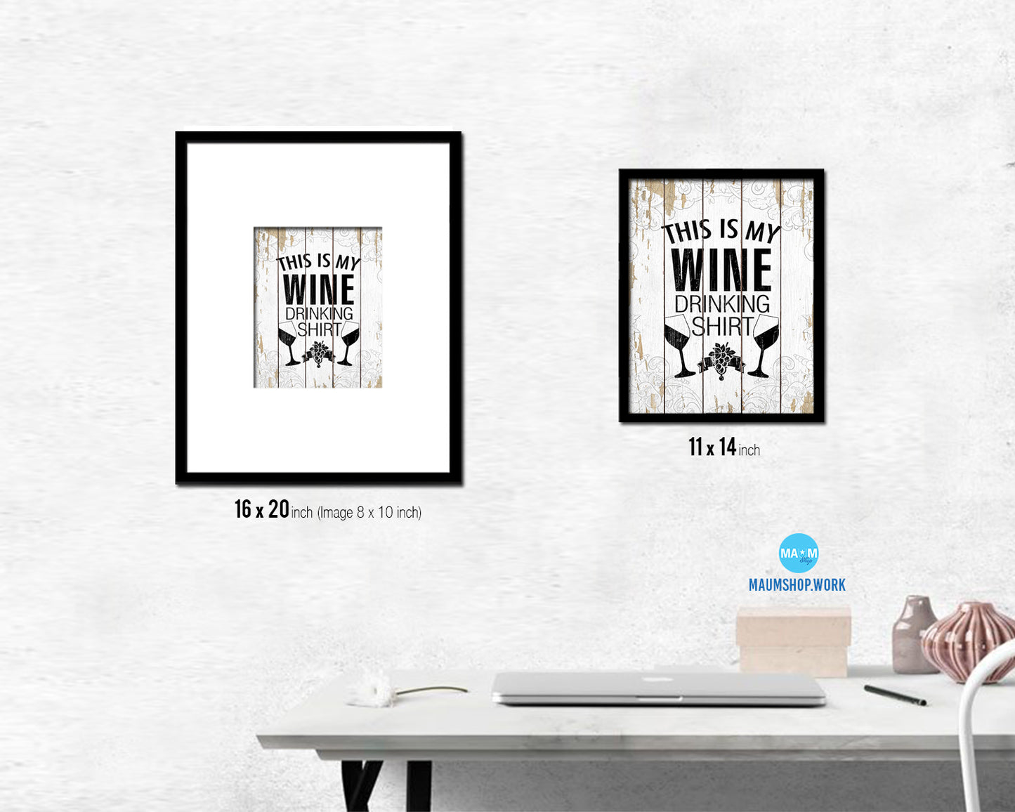 This is my wine drinking shirt Words Wood Framed Print Wall Decor Art Gifts