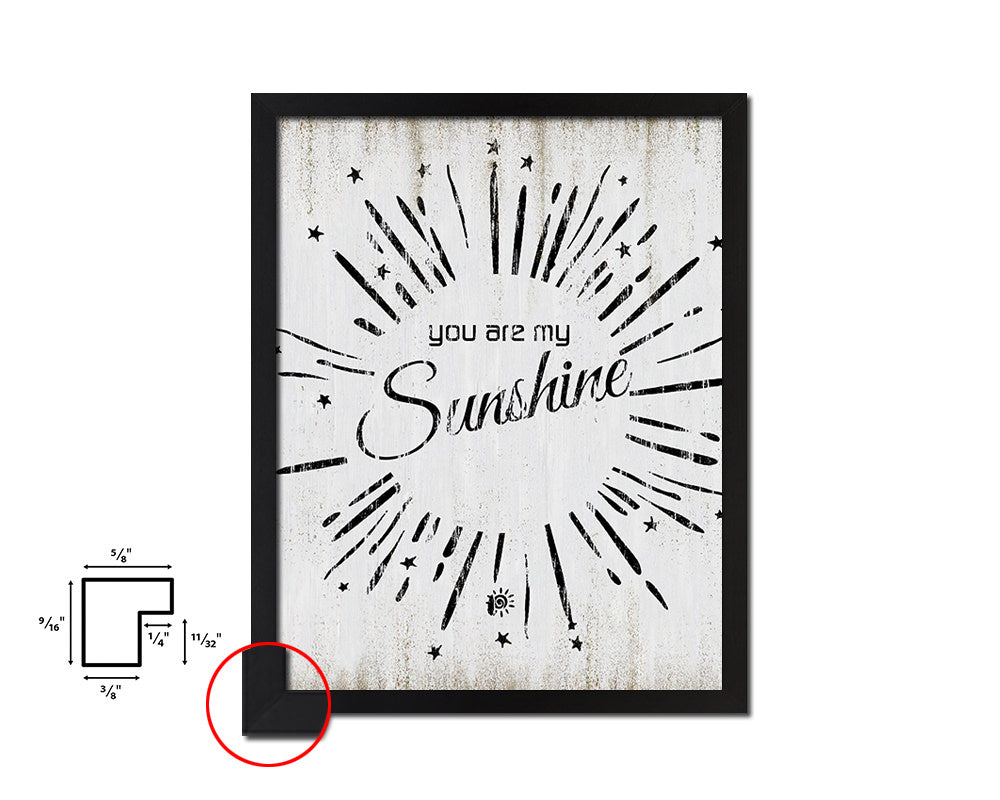 You are my sunshine Quote Wood Framed Print Wall Decor Art