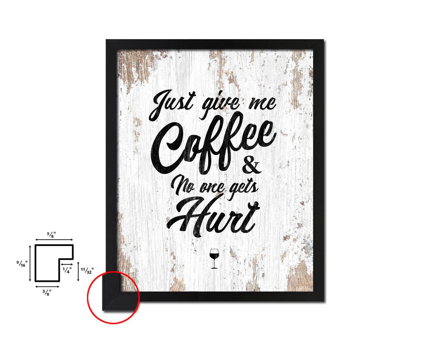 Just give me coffee and no one gets hurt Quote Framed Artwork Print Wall Decor Art Gifts